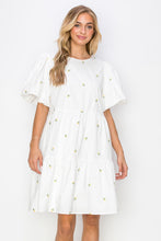 Load image into Gallery viewer, Weslee Cotton Poplin Dress with Embroidered Summer Flowers