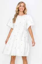 Load image into Gallery viewer, Weslee Cotton Poplin Dress with Embroidered Summer Flowers