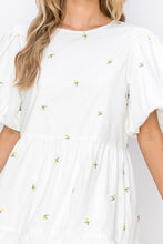 Load image into Gallery viewer, Weslee Cotton Poplin Dress with Embroidered Summer Flowers