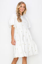 Load image into Gallery viewer, Weslee Cotton Poplin Dress with Embroidered Summer Flowers