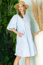 Load image into Gallery viewer, Weslee Cotton Poplin Dress with Embroidered Summer Flowers