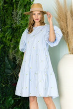 Load image into Gallery viewer, Weslee Cotton Poplin Dress with Embroidered Summer Flowers