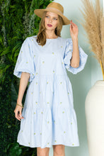 Load image into Gallery viewer, Weslee Cotton Poplin Dress with Embroidered Summer Flowers