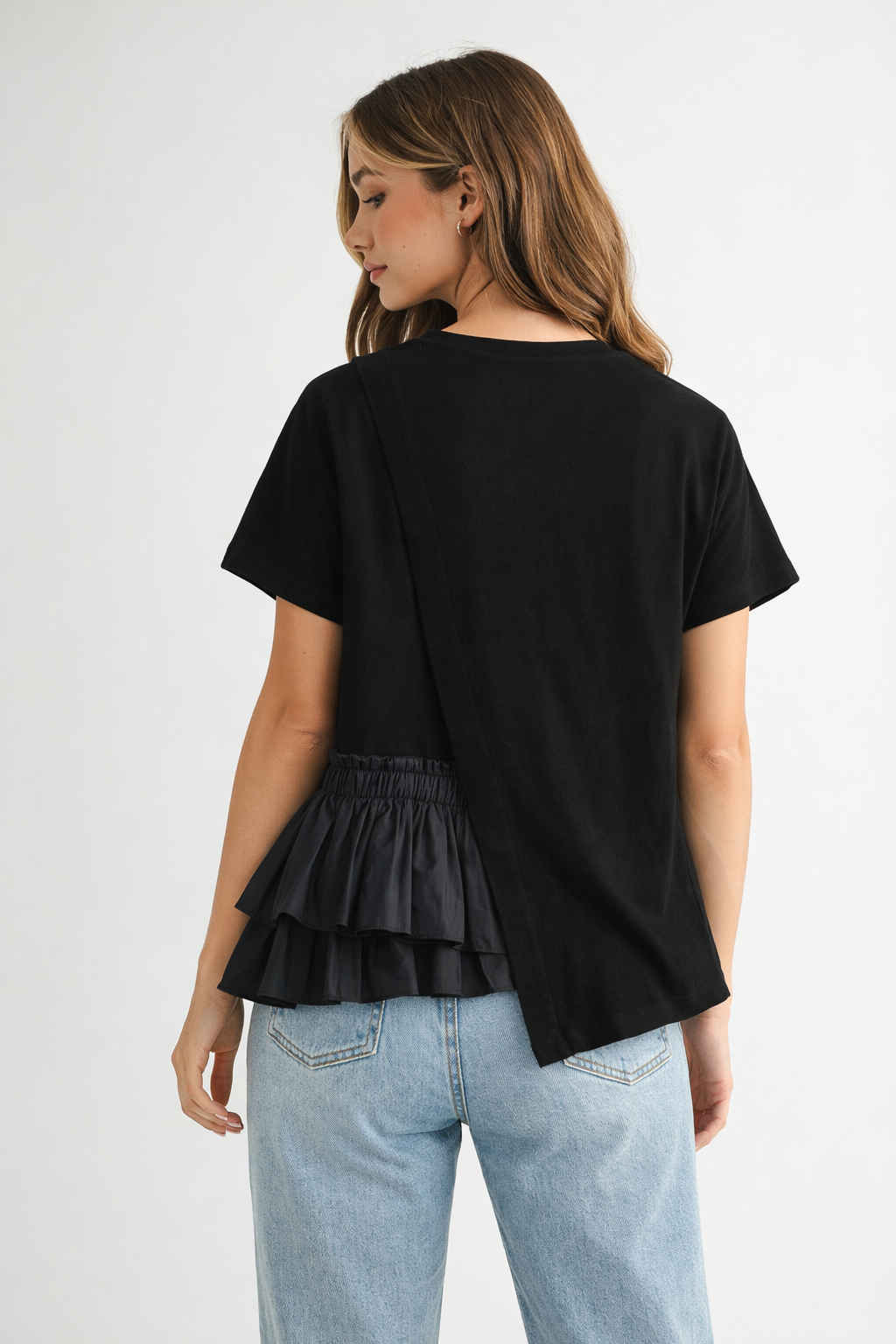 Rena Pointe Knit Top with Front Ruffling