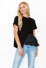 Load image into Gallery viewer, Rena Pointe Knit Top with Front Ruffling