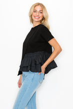 Load image into Gallery viewer, Rena Pointe Knit Top with Front Ruffling