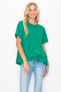 Rena Pointe Knit Top with Front Ruffling
