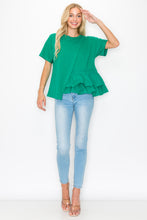 Load image into Gallery viewer, Rena Pointe Knit Top with Front Ruffling