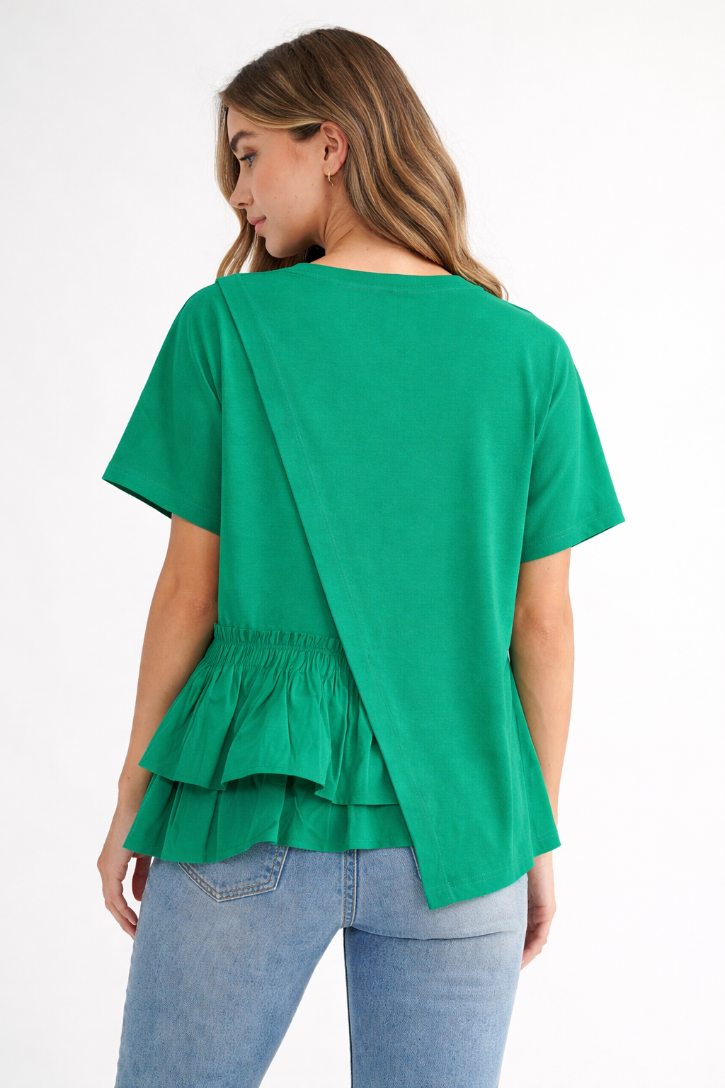 Rena Pointe Knit Top with Front Ruffling