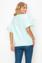 Load image into Gallery viewer, Rinnie Pointe Knit Top with Embroidered Flower Sparkles
