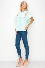 Load image into Gallery viewer, Rinnie Pointe Knit Top with Embroidered Flower Sparkles