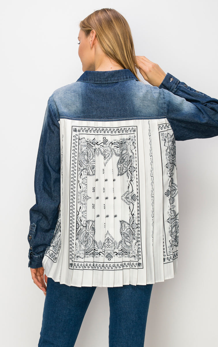 Dani Denim Shirt with Novelty Back Pleating