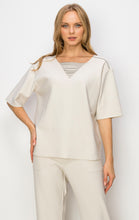 Load image into Gallery viewer, Kassie Crepe Knit Top with Beading Trim