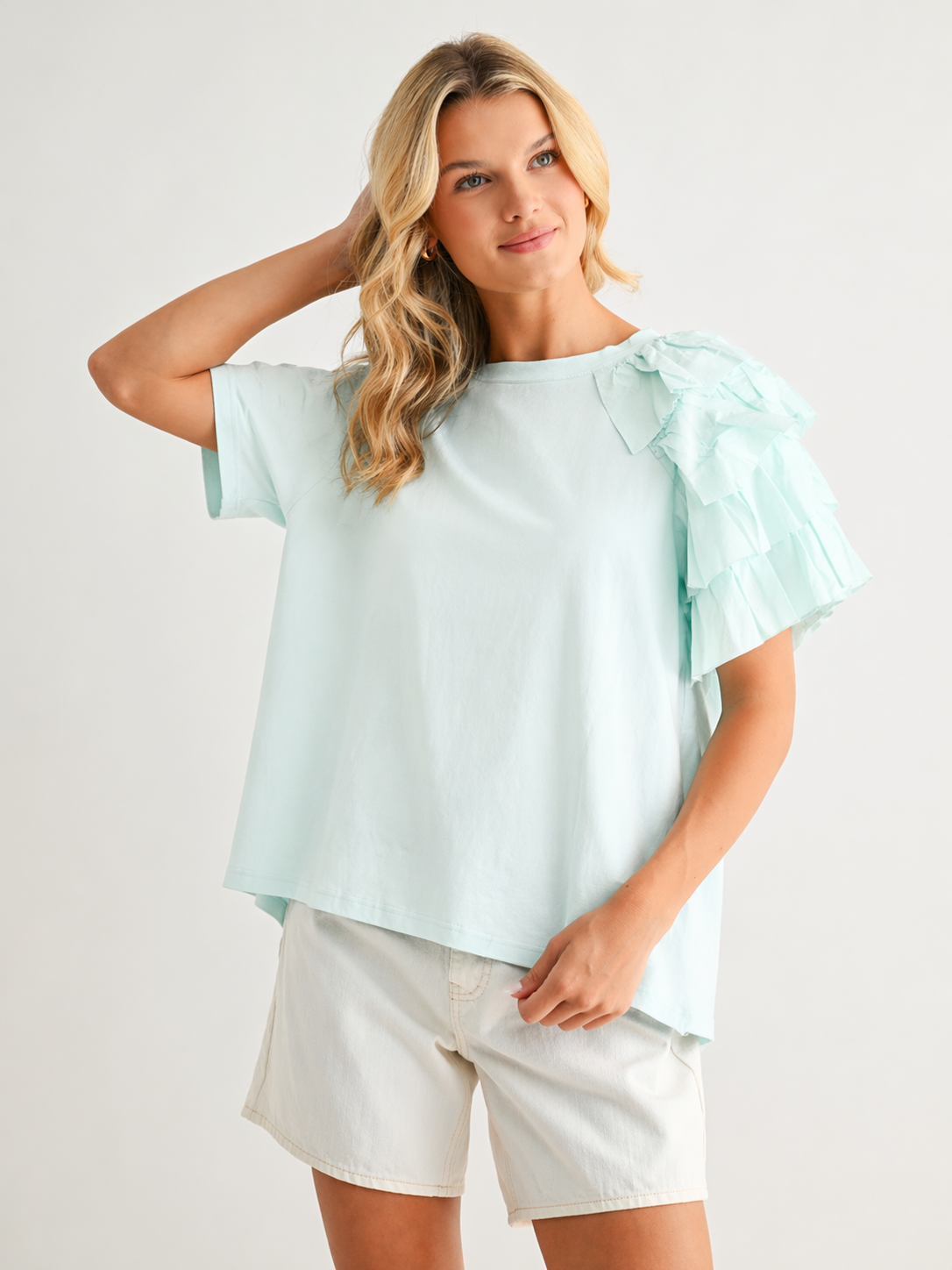 Ronna Ruffled Stretch Pointe Knit Top