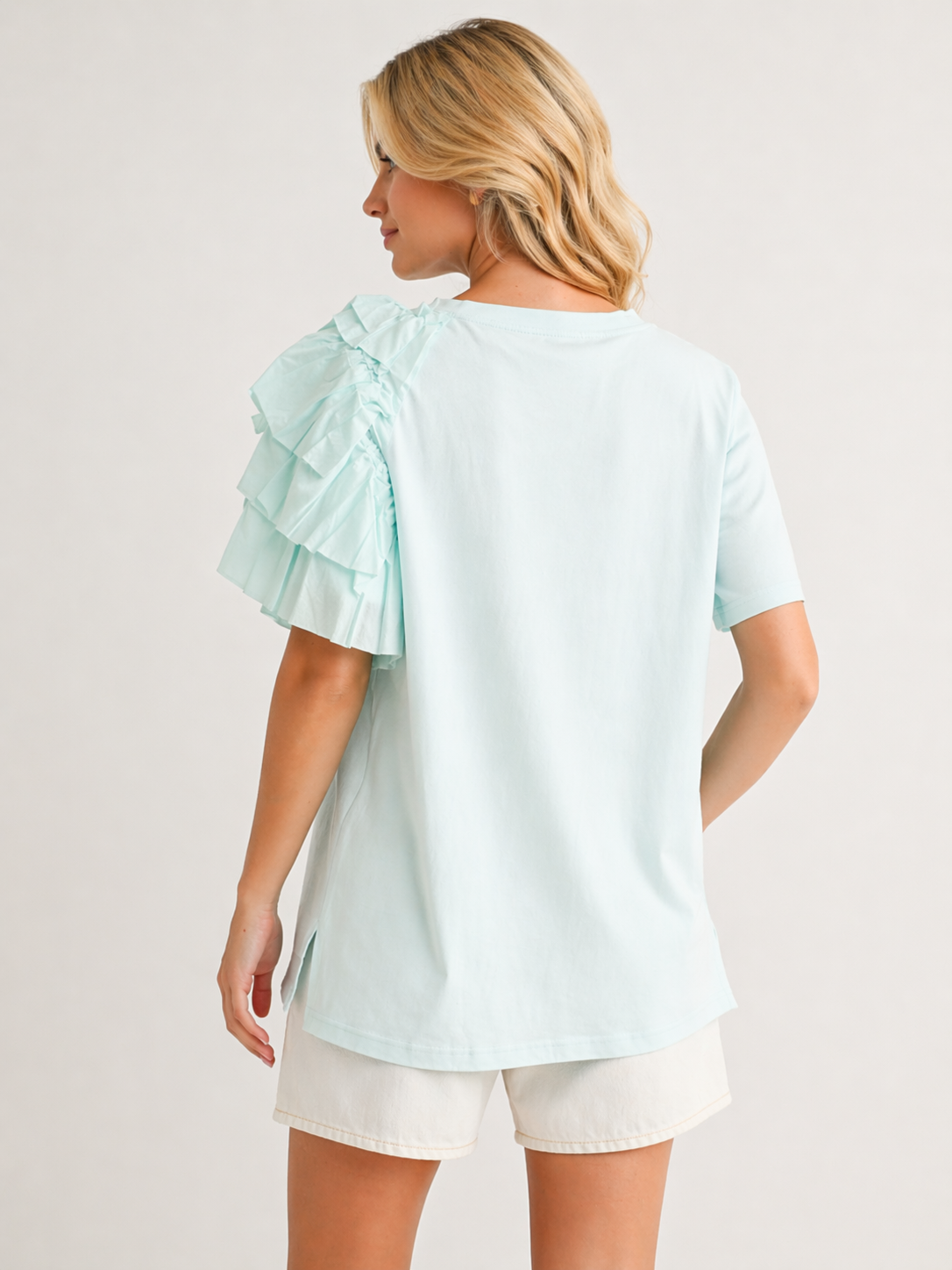 Ronna Ruffled Stretch Pointe Knit Top