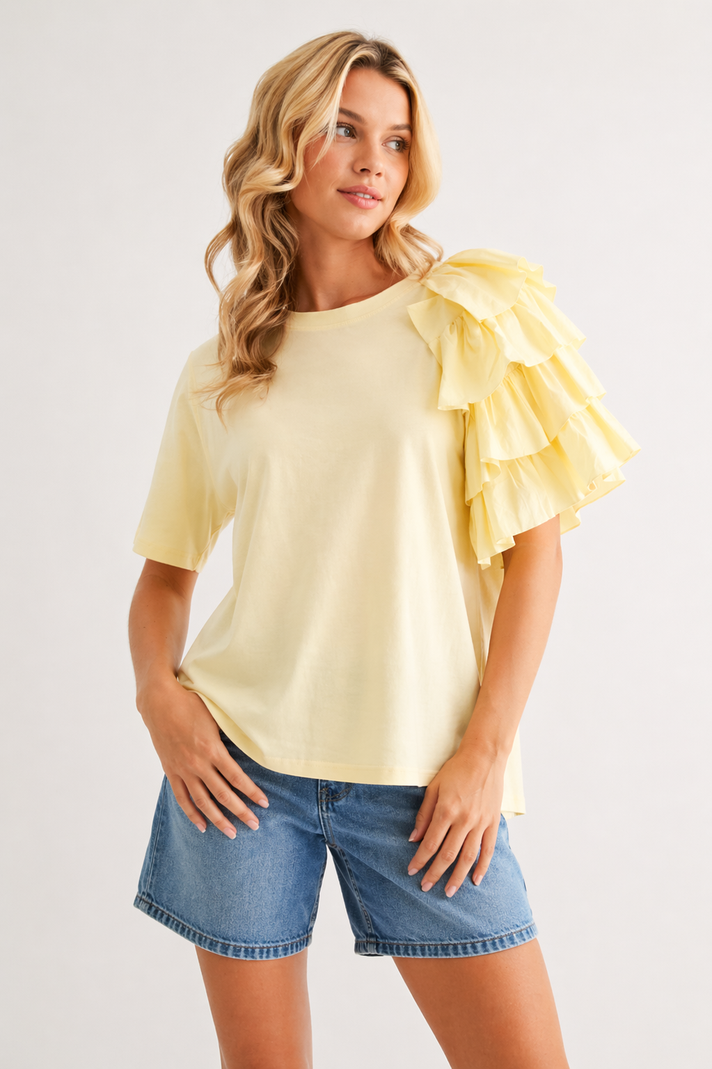 Ronna Ruffled Stretch Pointe Knit Top