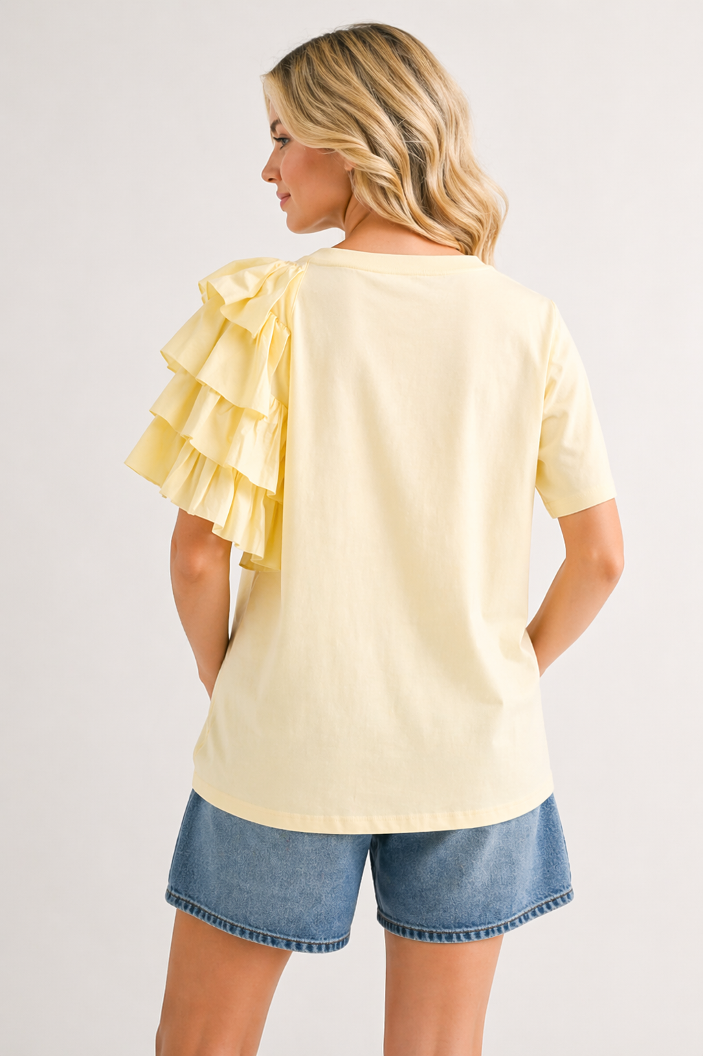 Ronna Ruffled Stretch Pointe Knit Top