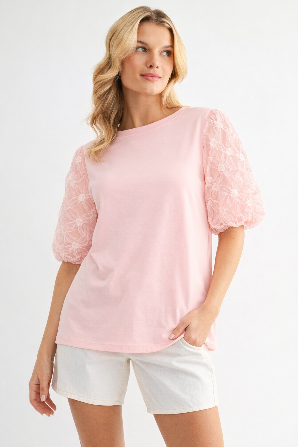 Rimmie Pointe Knit Top with Lace