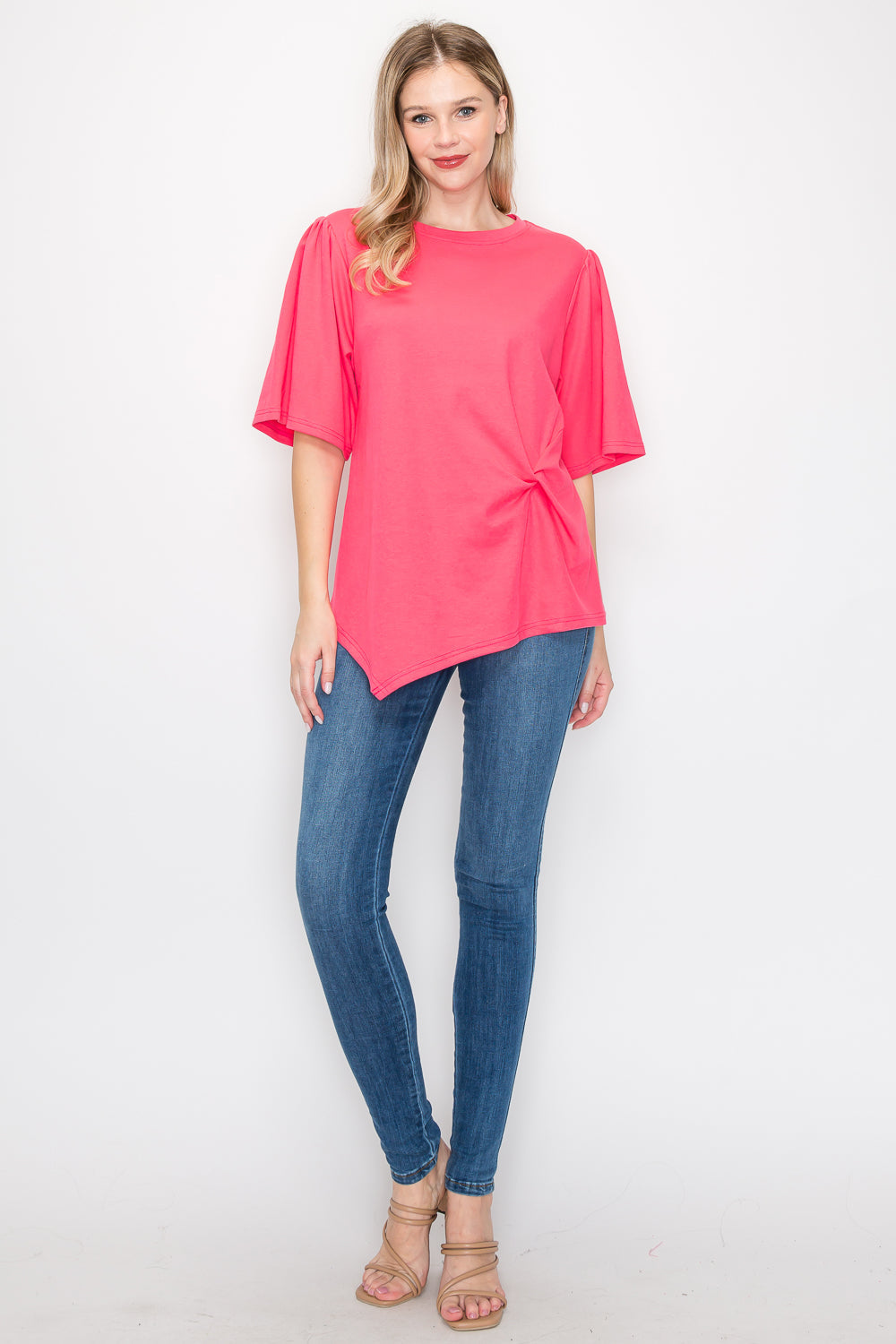 Rynn Stretch Pointe Knit Asymmetric Top