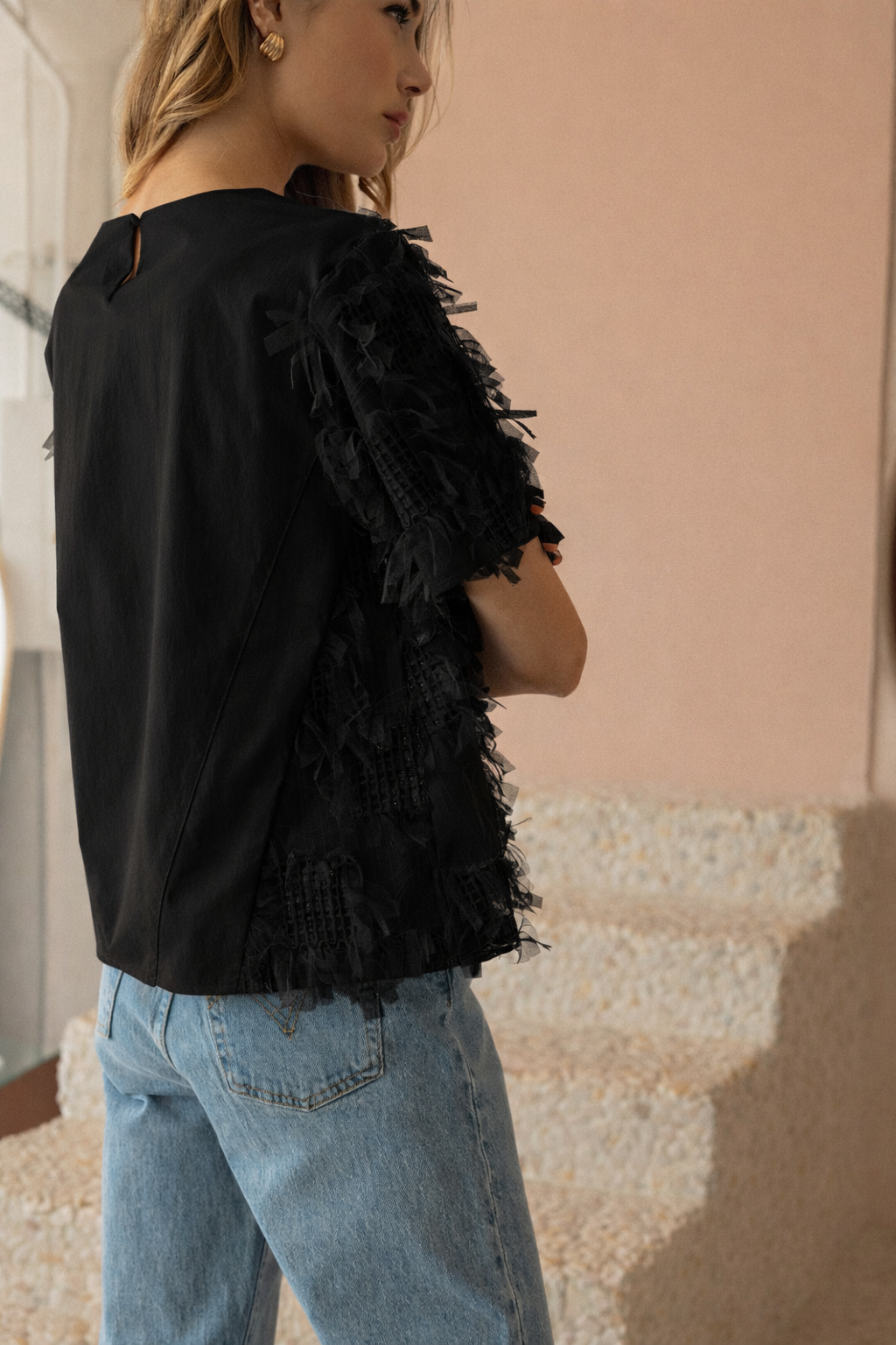 Waylynn Top with Textured Feathered Chiffon