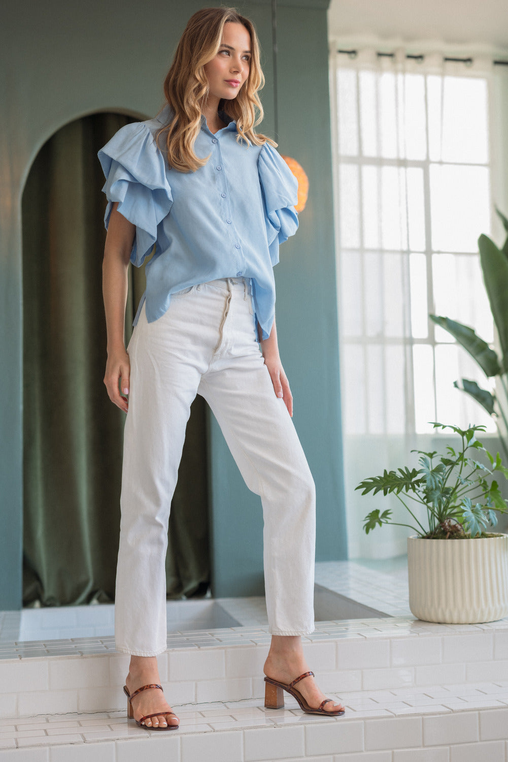 Wrynn Woven Ruffled Top