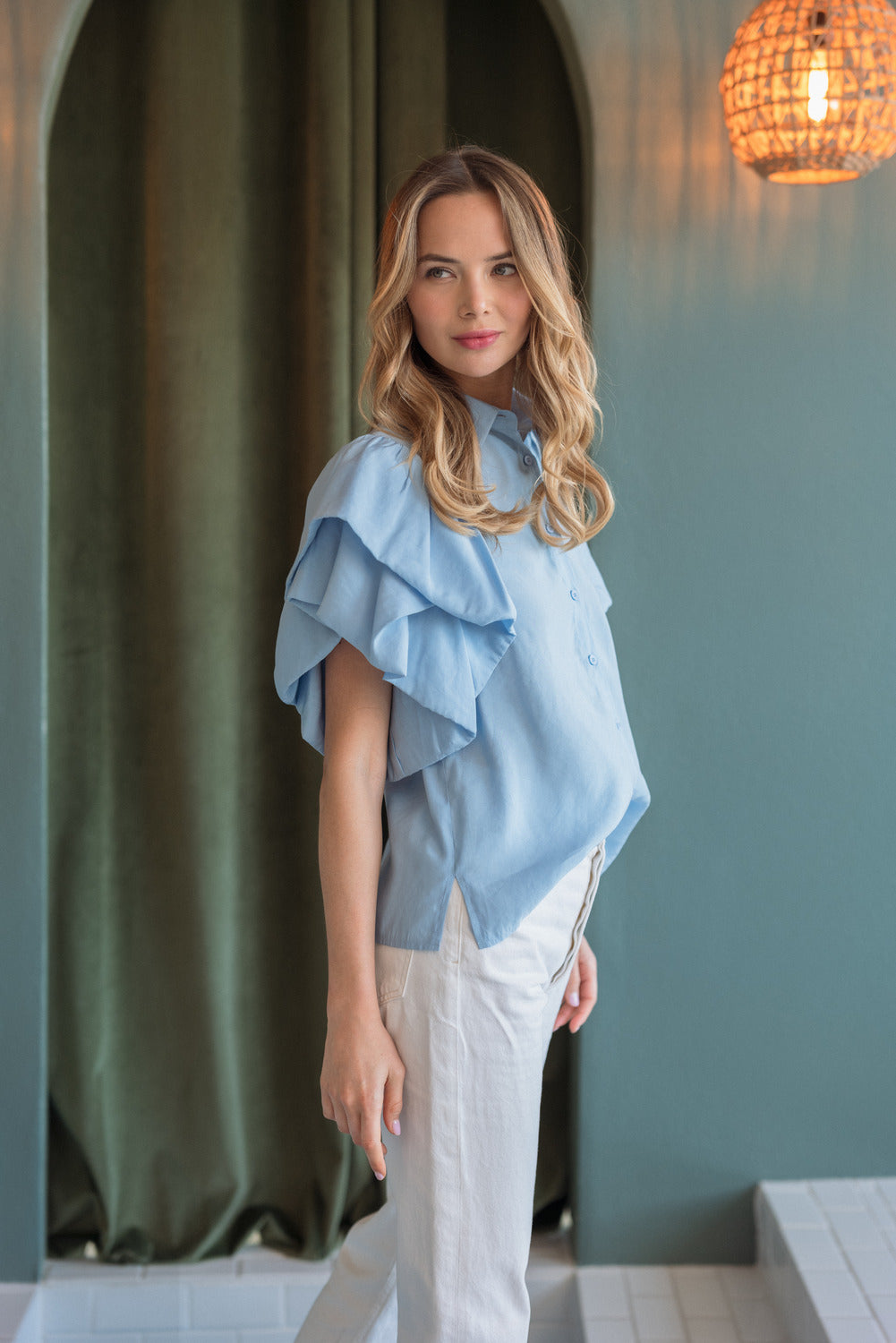 Wrynn Woven Ruffled Top
