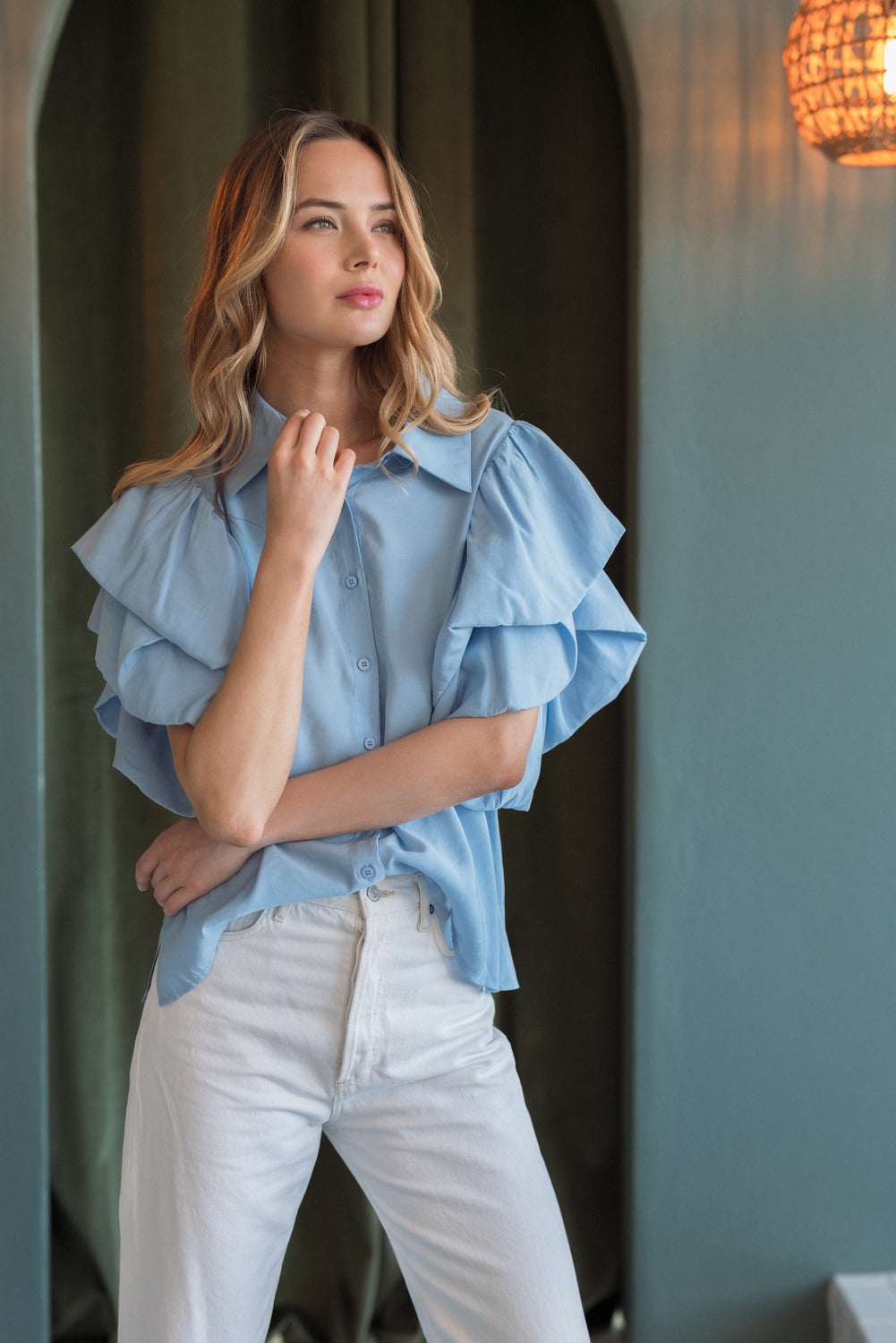 Wrynn Woven Ruffled Top