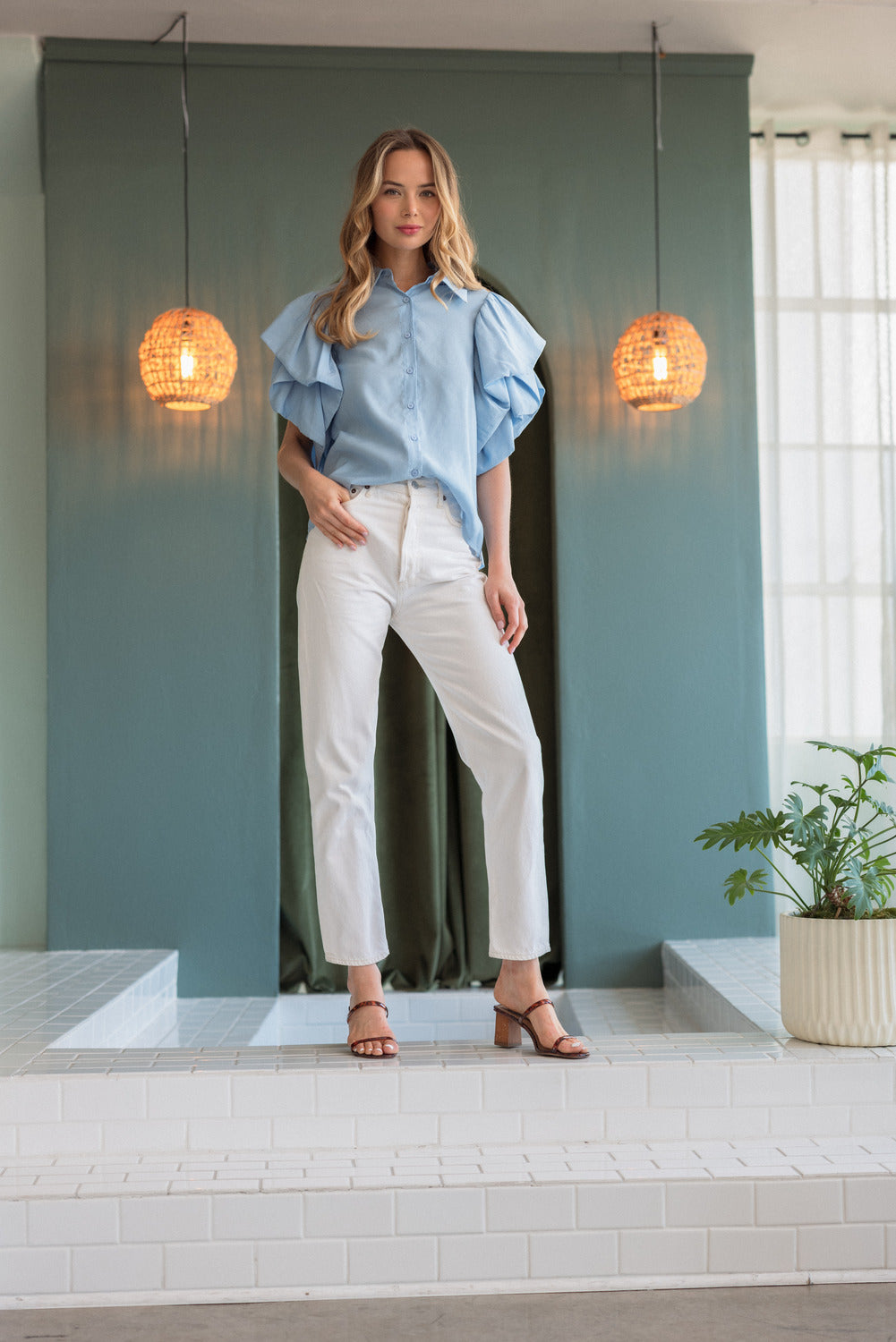 Wrynn Woven Ruffled Top