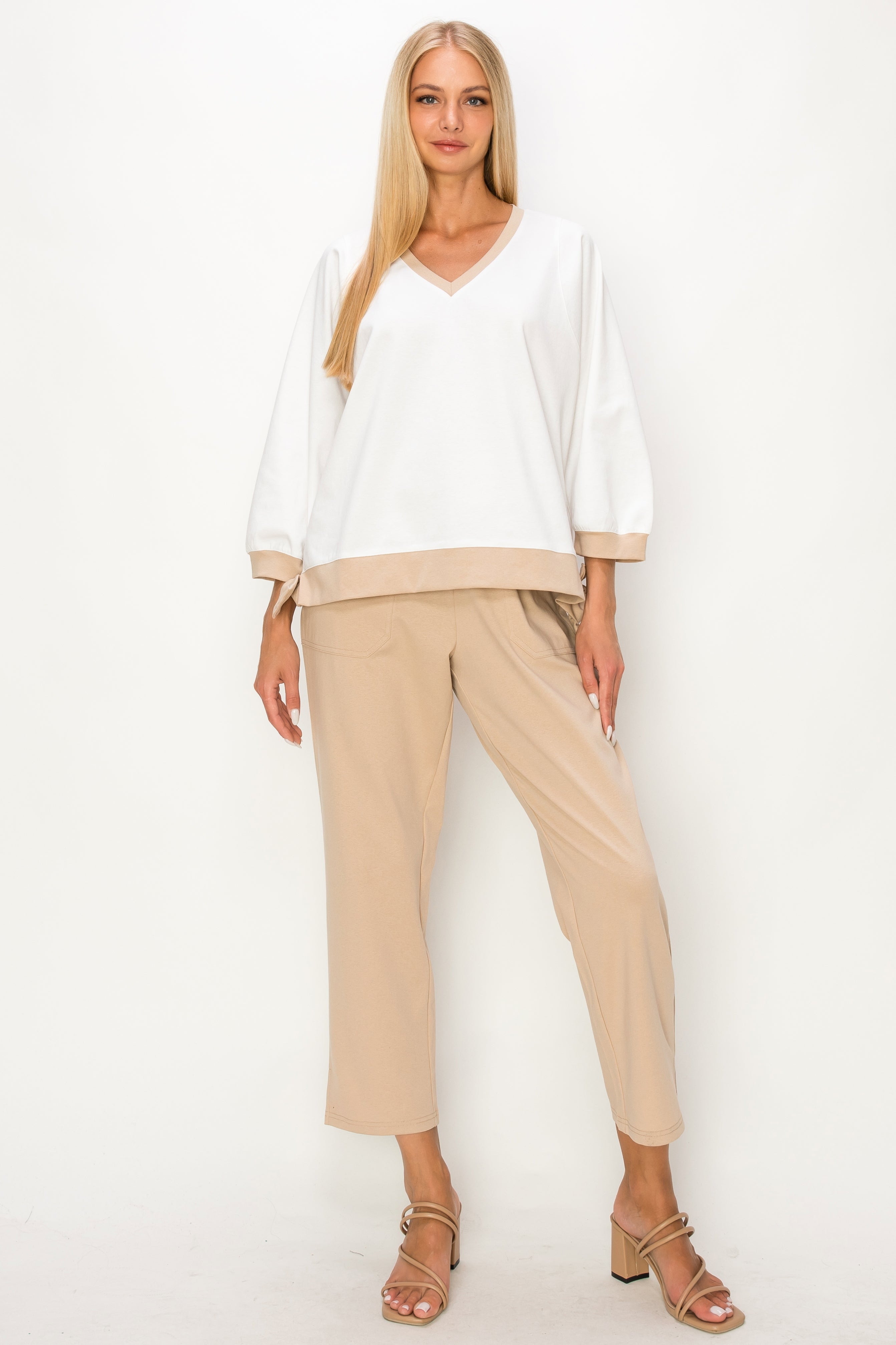 Karol Stretch Cotton Colorblock Top