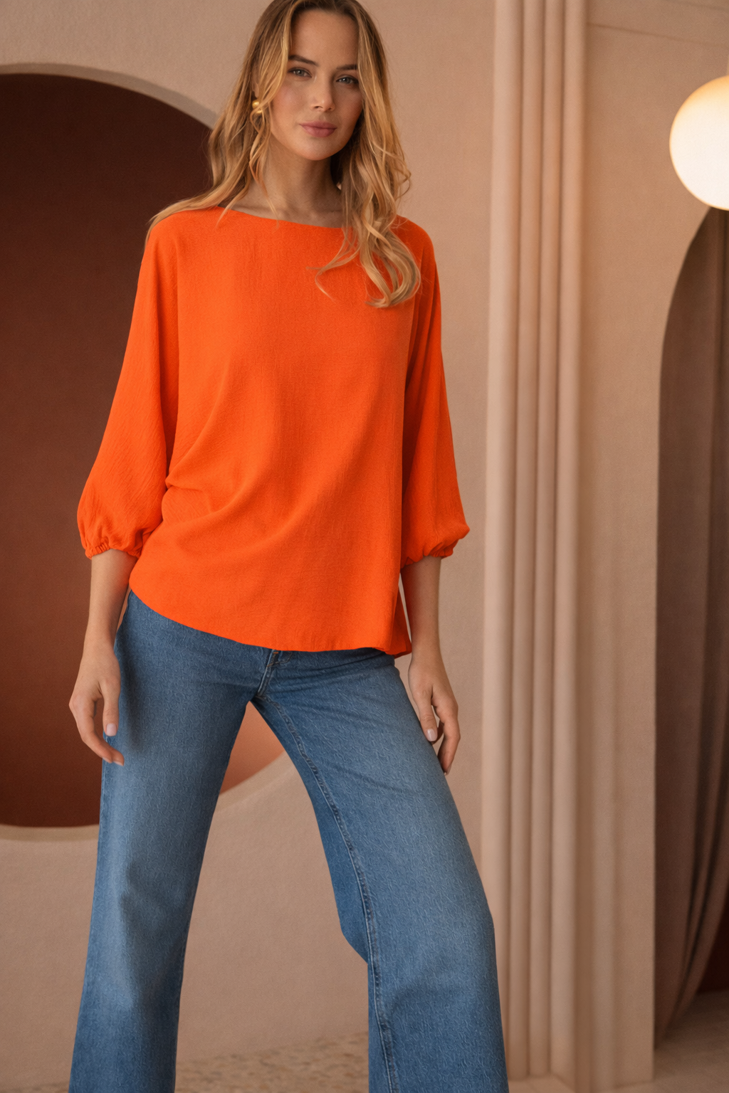 Wrendelle Silky Crepe Woven Top