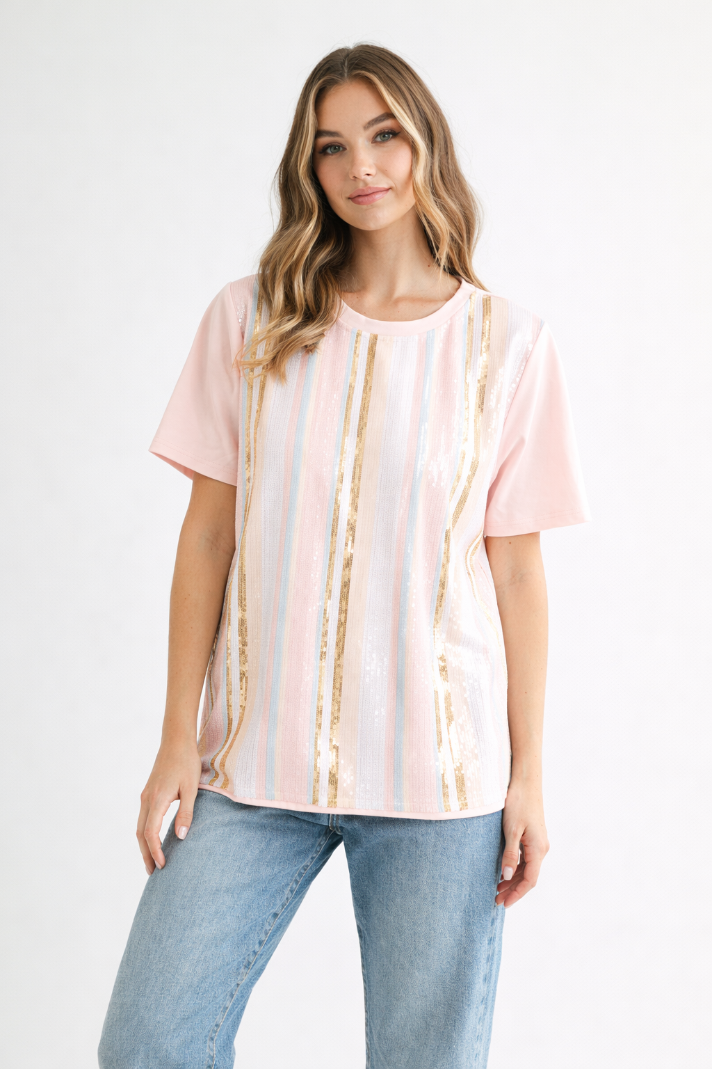 Rosa Stretch Pointe Knit Top with Sequin