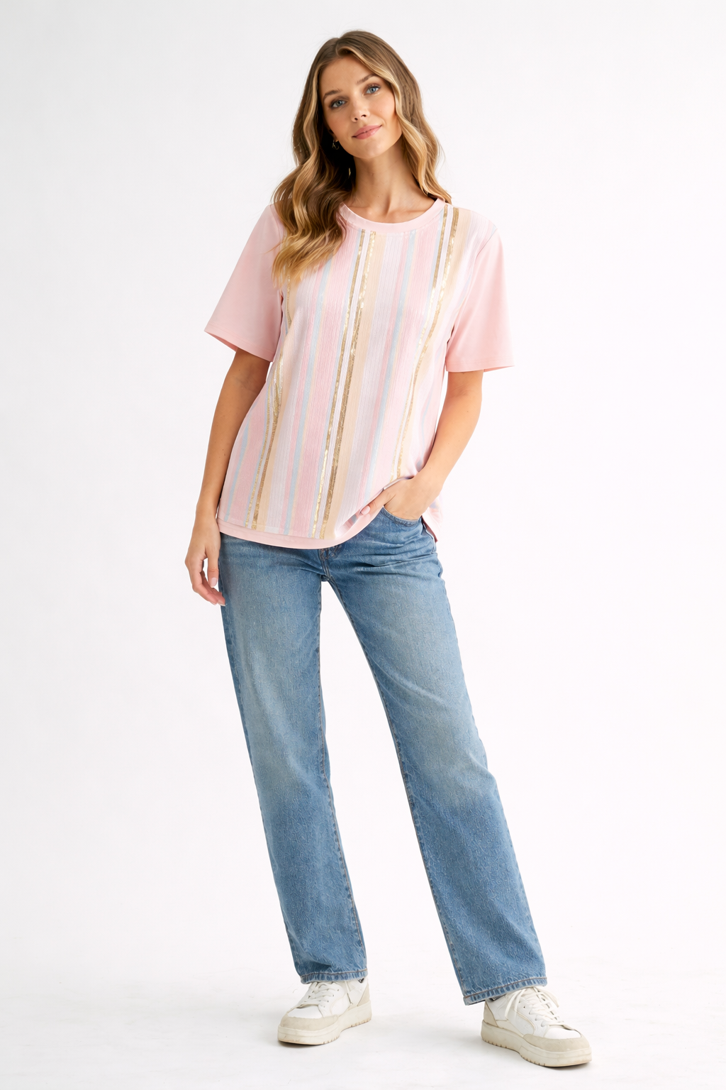 Rosa Stretch Pointe Knit Top with Sequin