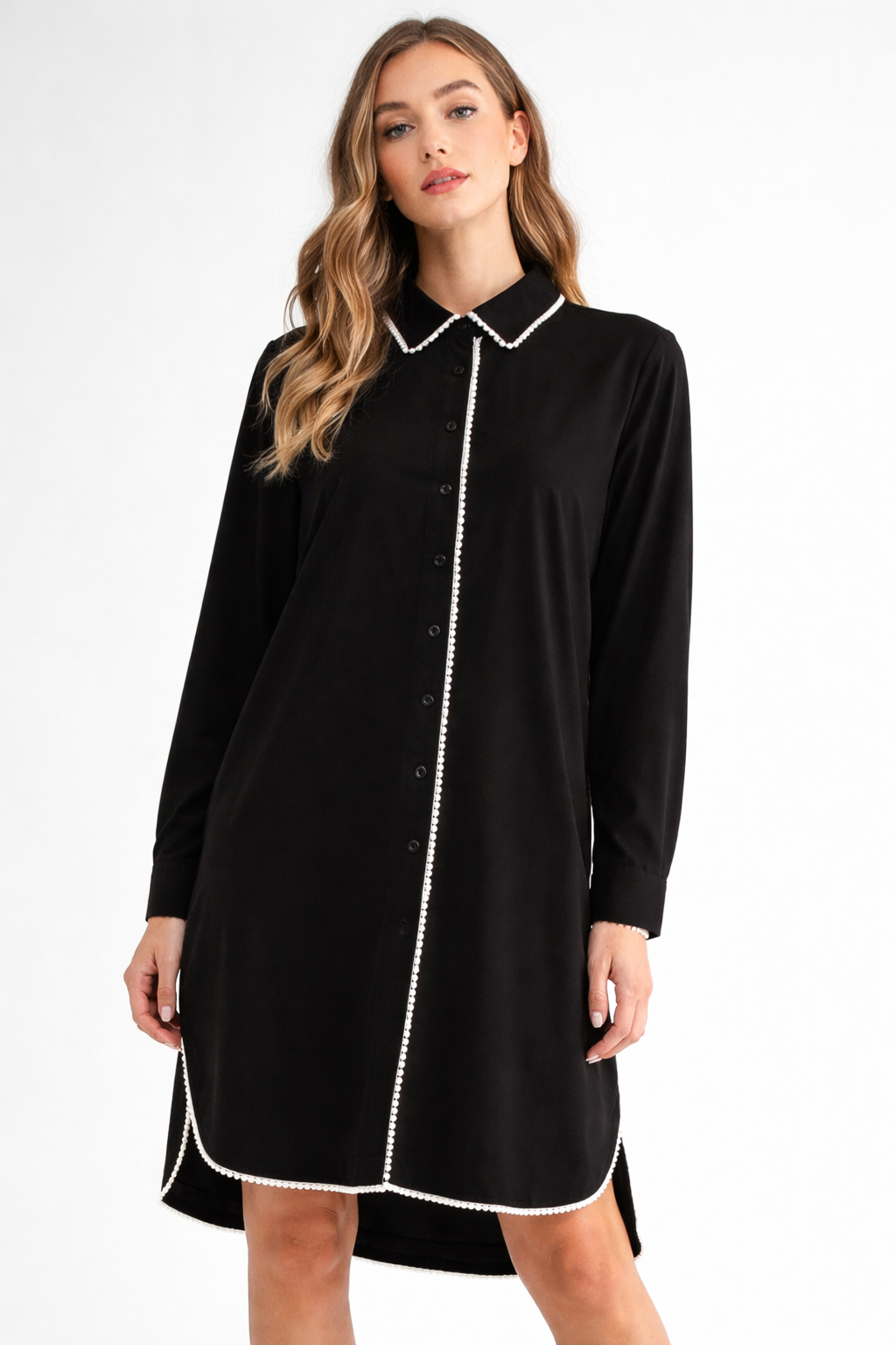 Janelle Stretch Parachute Nylon Dress with Pearls