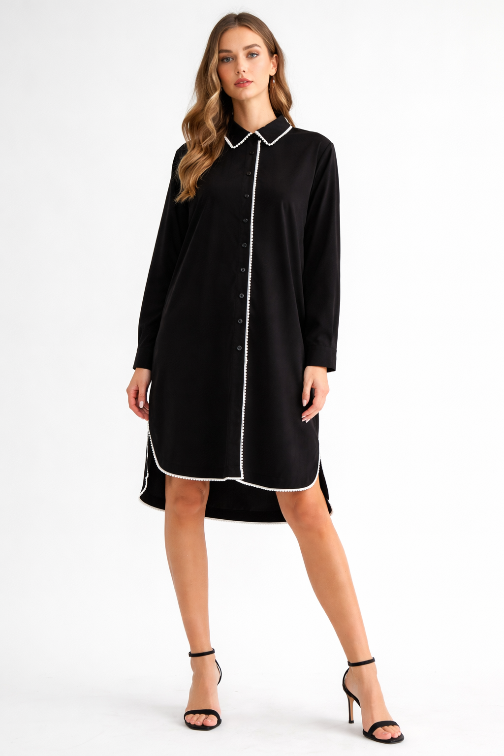 Janelle Stretch Parachute Nylon Dress with Pearls