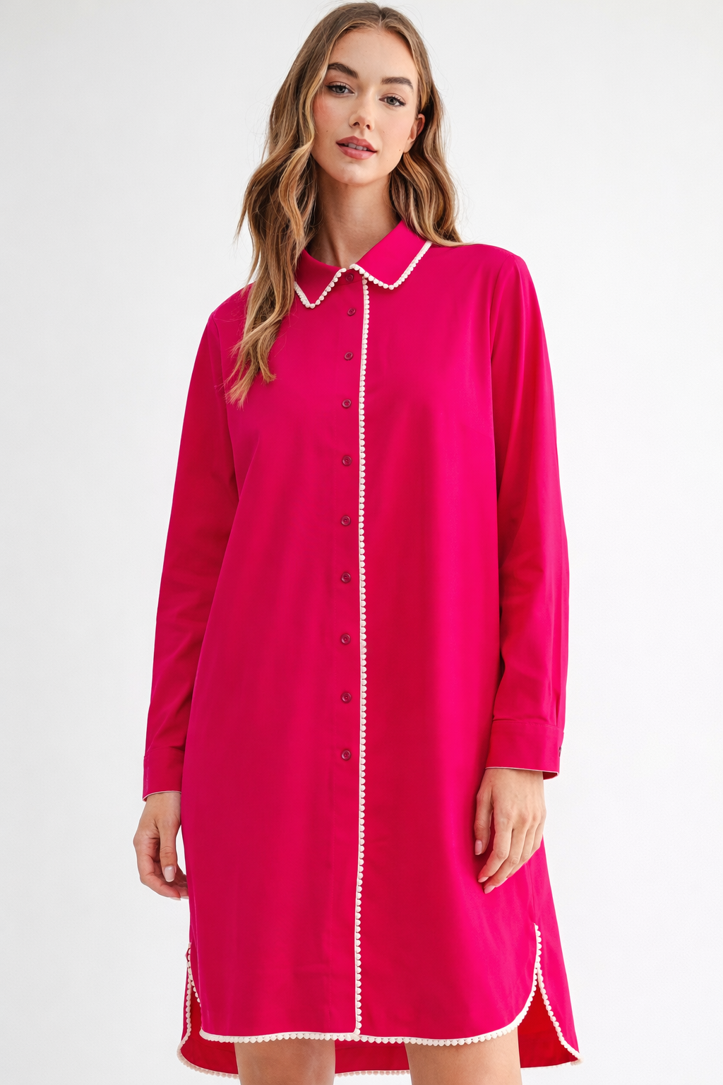 Janelle Stretch Parachute Nylon Dress with Pearls