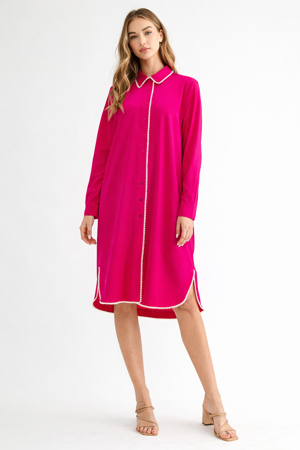 Janelle Stretch Parachute Nylon Dress with Pearls