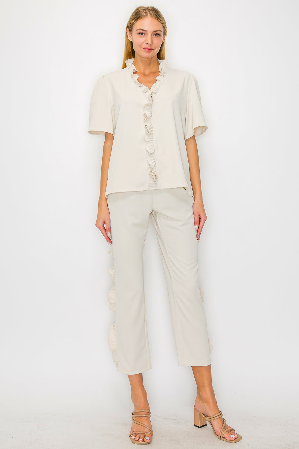 Julie Woven Pant with Ruffles
