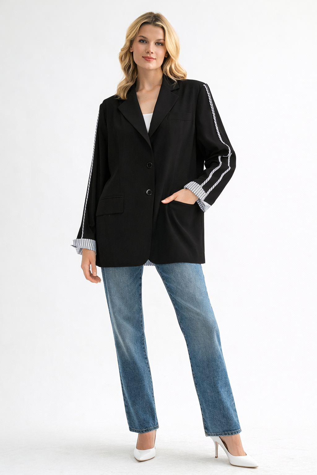 Mary Blazer Jacket with Stripes