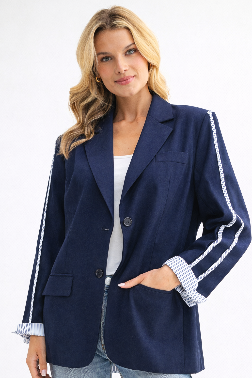 Mary Blazer Jacket with Stripes