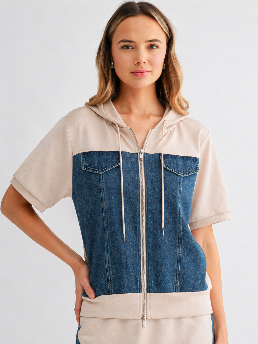 Diana Knit Top Jacket with Denim