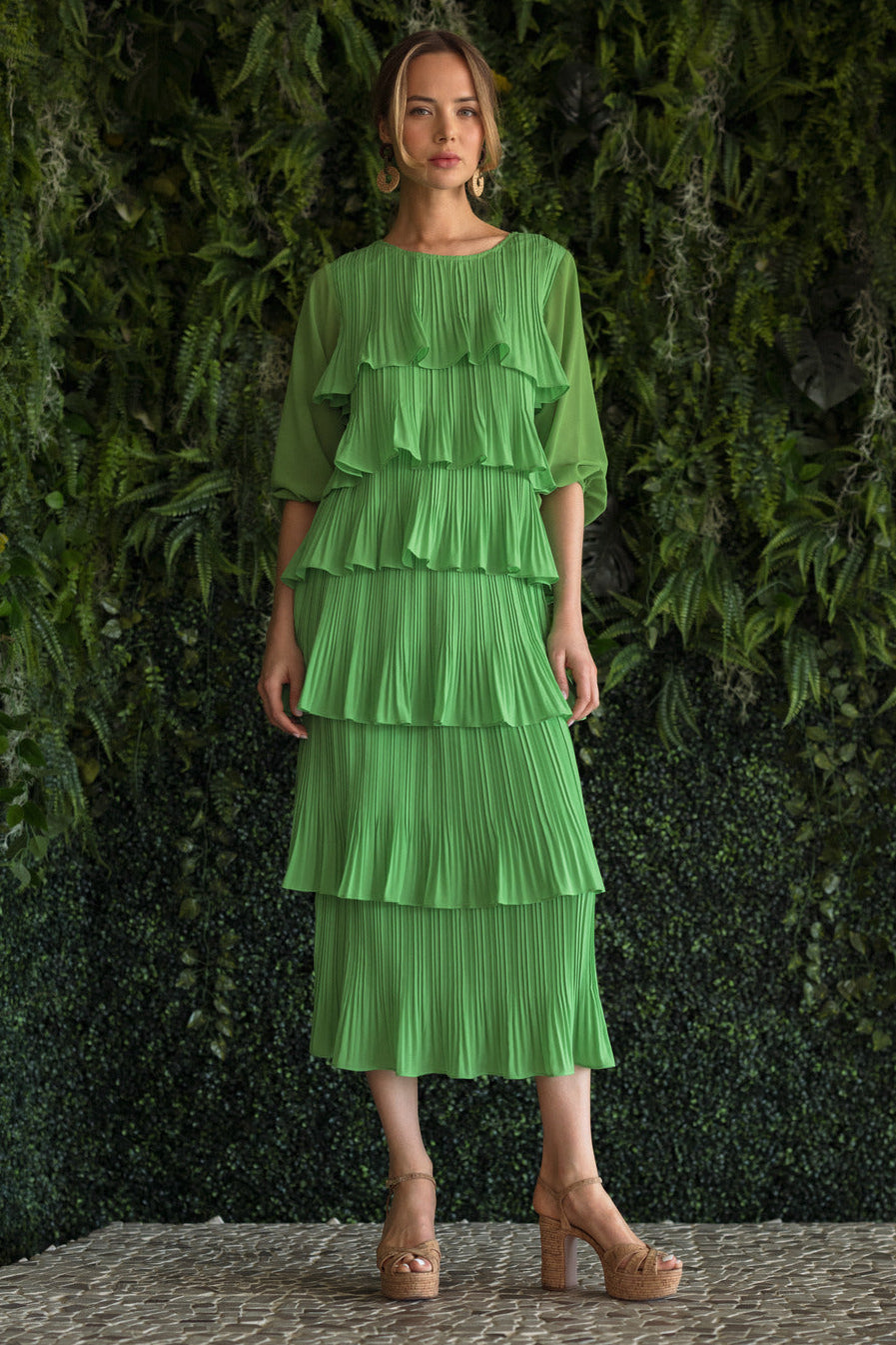 Jesiah Pleated Ruffled Tiered Top