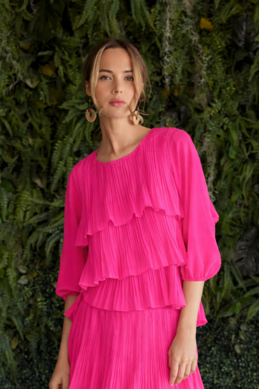 Jesiah Pleated Ruffled Tiered Top