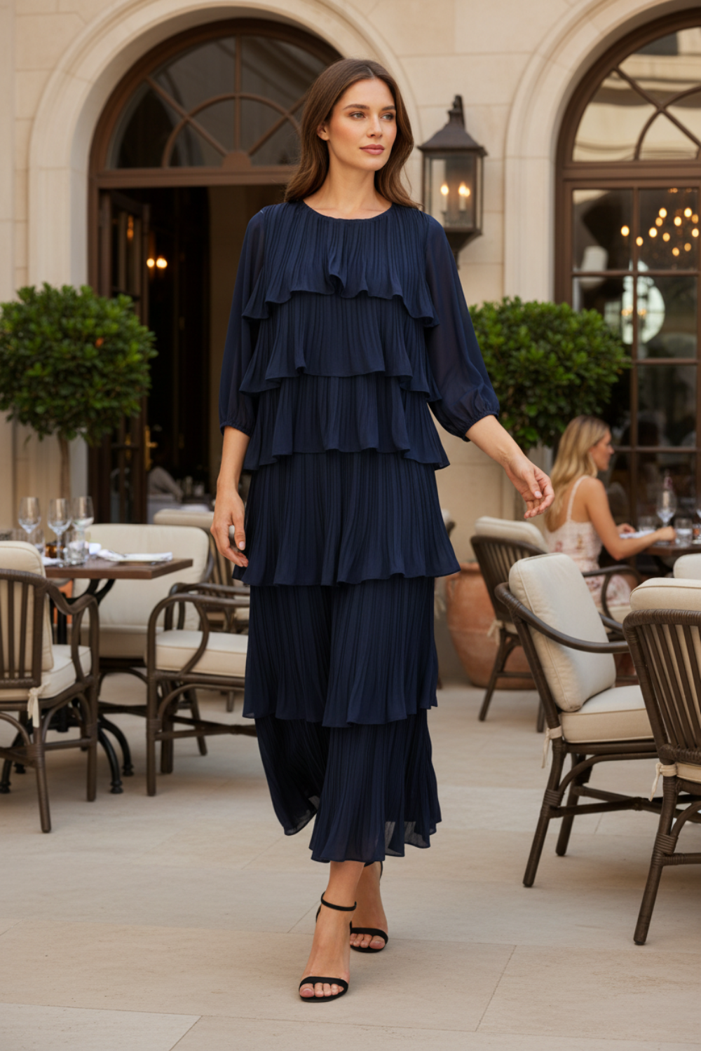 Jesiah Pleated Ruffled Tiered Top