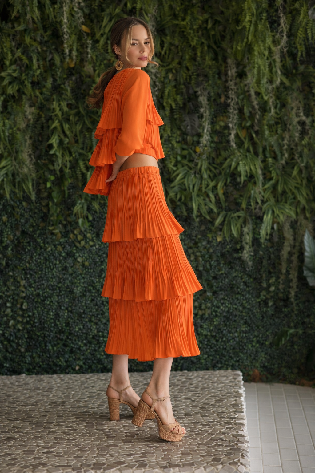 Javon Pleated Ruffle Tiered Skirt