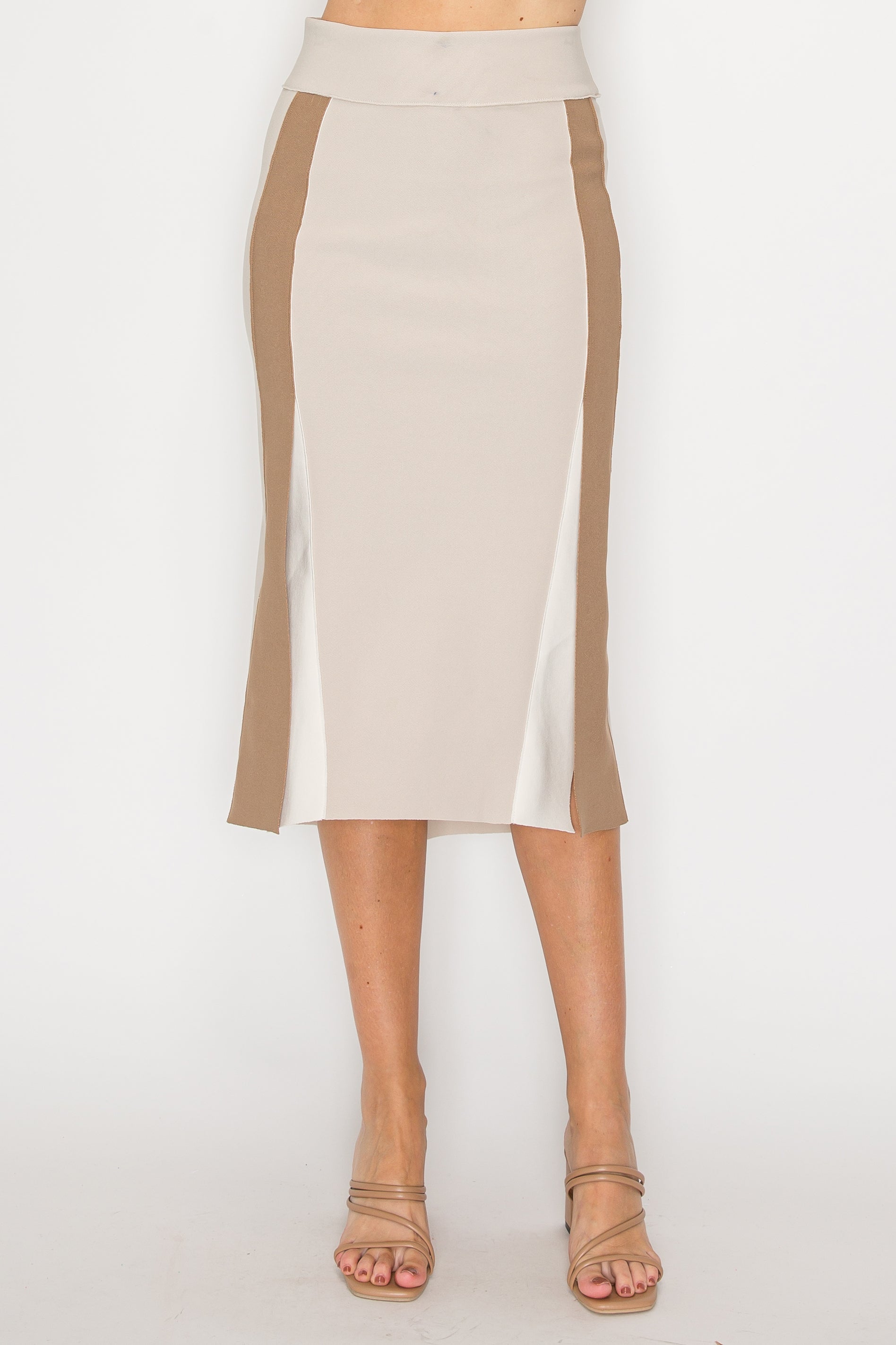 Jolene Stretch Knit Crepe Colorblock Skirt