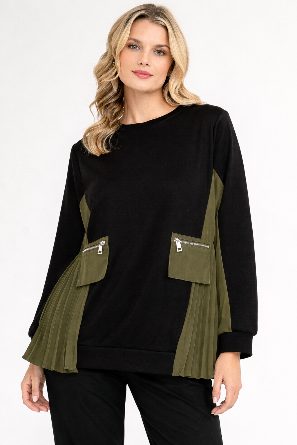 Joan Knit Top with Pleating