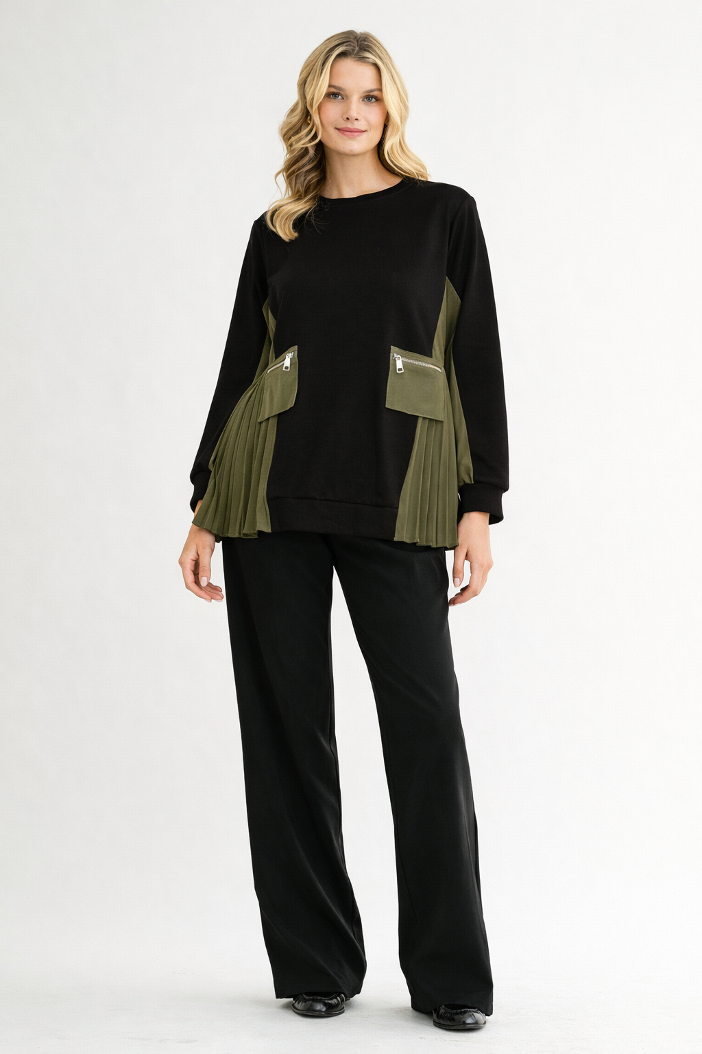Joan Knit Top with Pleating