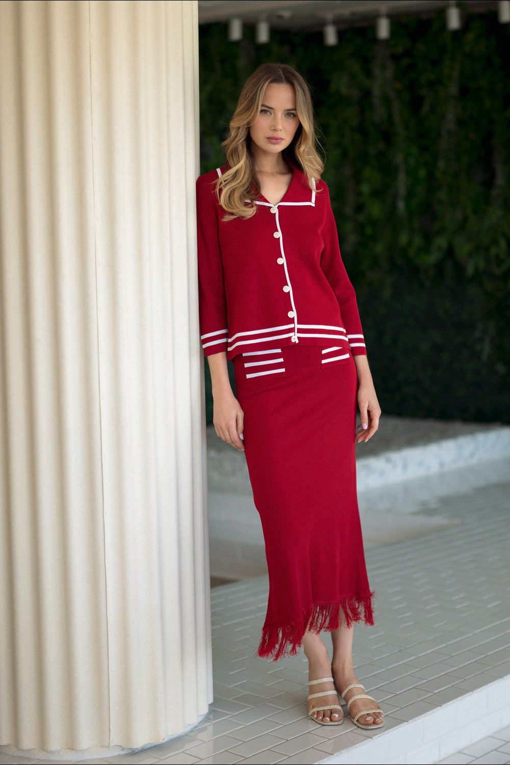 Sawyer Knitted Ribbed Fringe Skirt