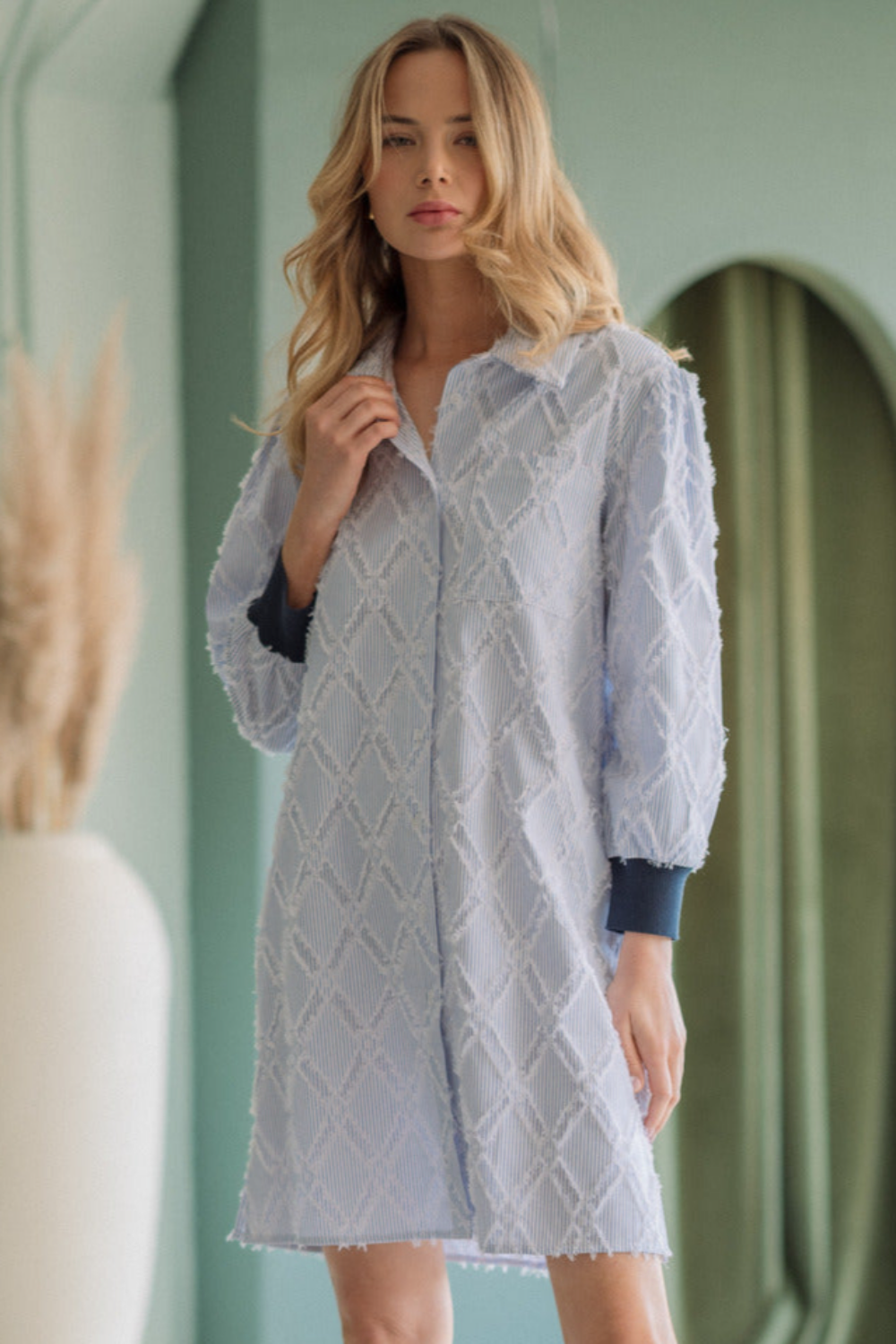 Jadea Textured Shirt Dress