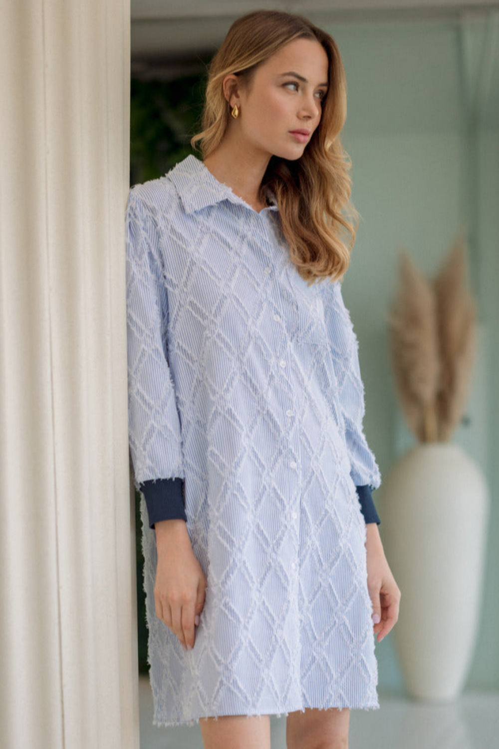 Jadea Textured Shirt Dress